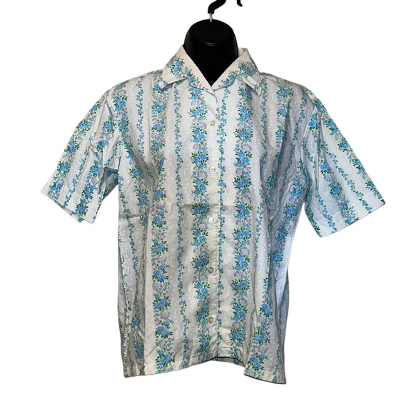 Vintage 60s/70s KRESGE Floral Prink Blouse/Top - Picture 1 of 6